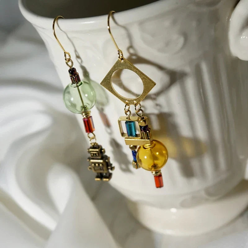 Original Industrial Robot Long Dangle Earrings For Women