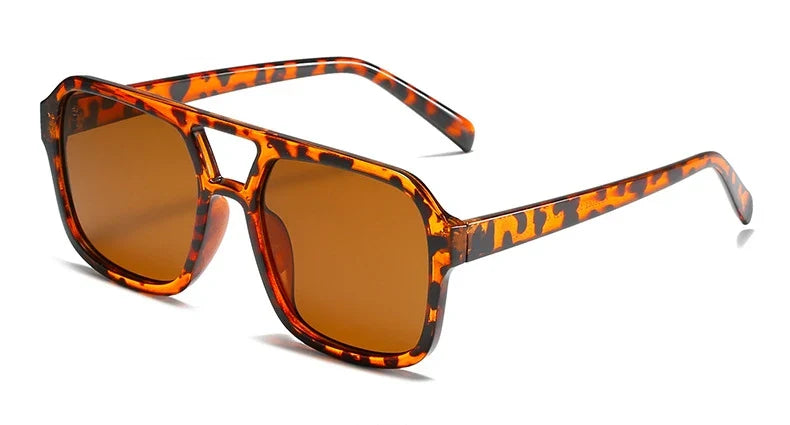Trendy Pilot Sunglasses Women Vintage Oversized Double Bridge
