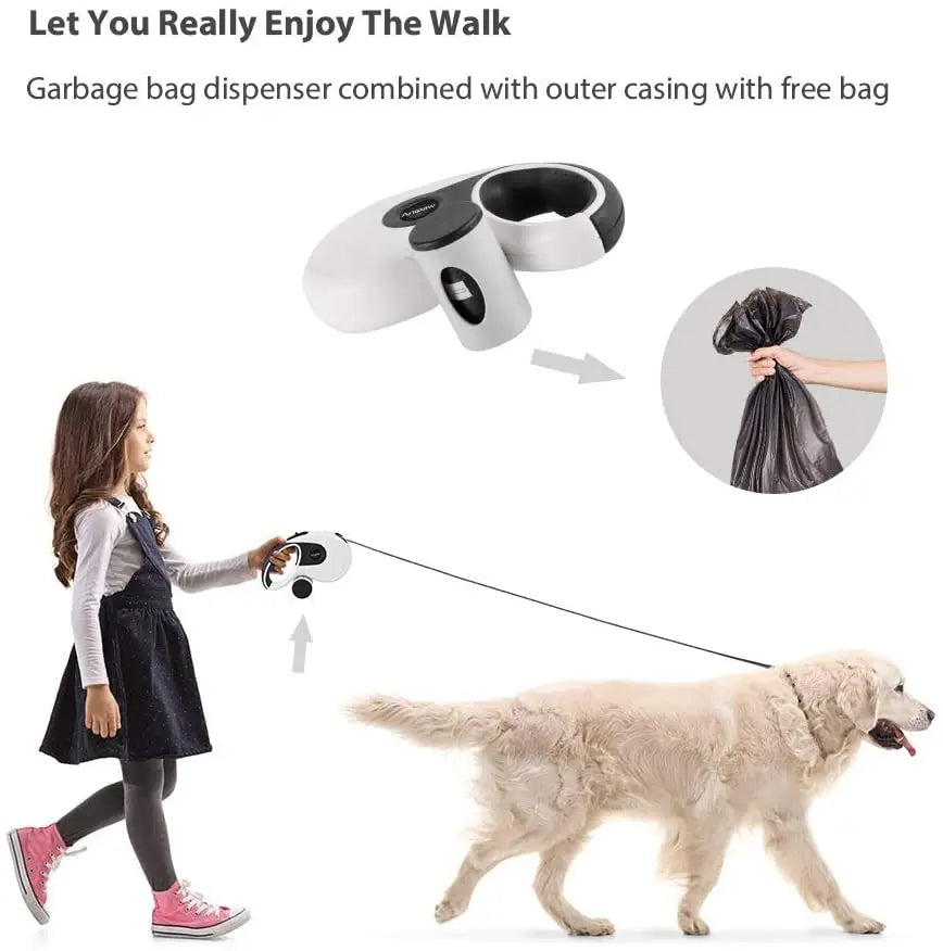5M Retractable Dog Leashes with poop bag Dispenser