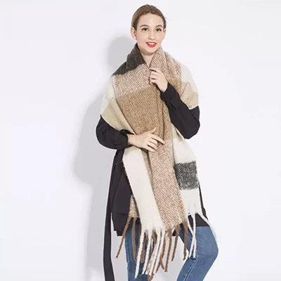 Free Shipping 2023 Winter Plaid Vintage Scarf Women