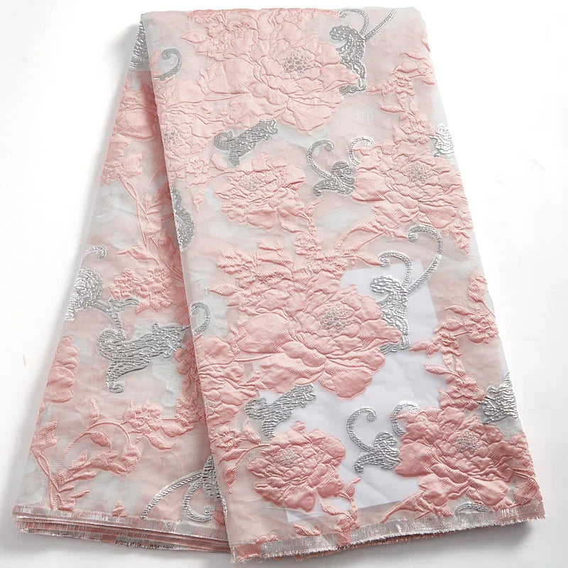 African Tulle Lace Fabric 2024 Satin Nigerian Brocade