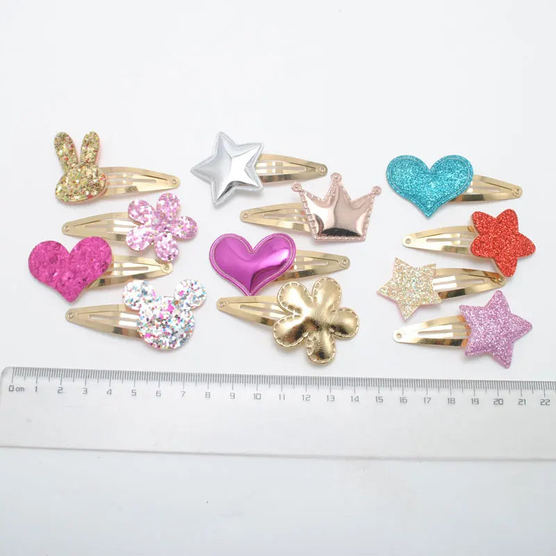 10pcs/lot Small Size Girls Hairclips Glitter Heart Birthday