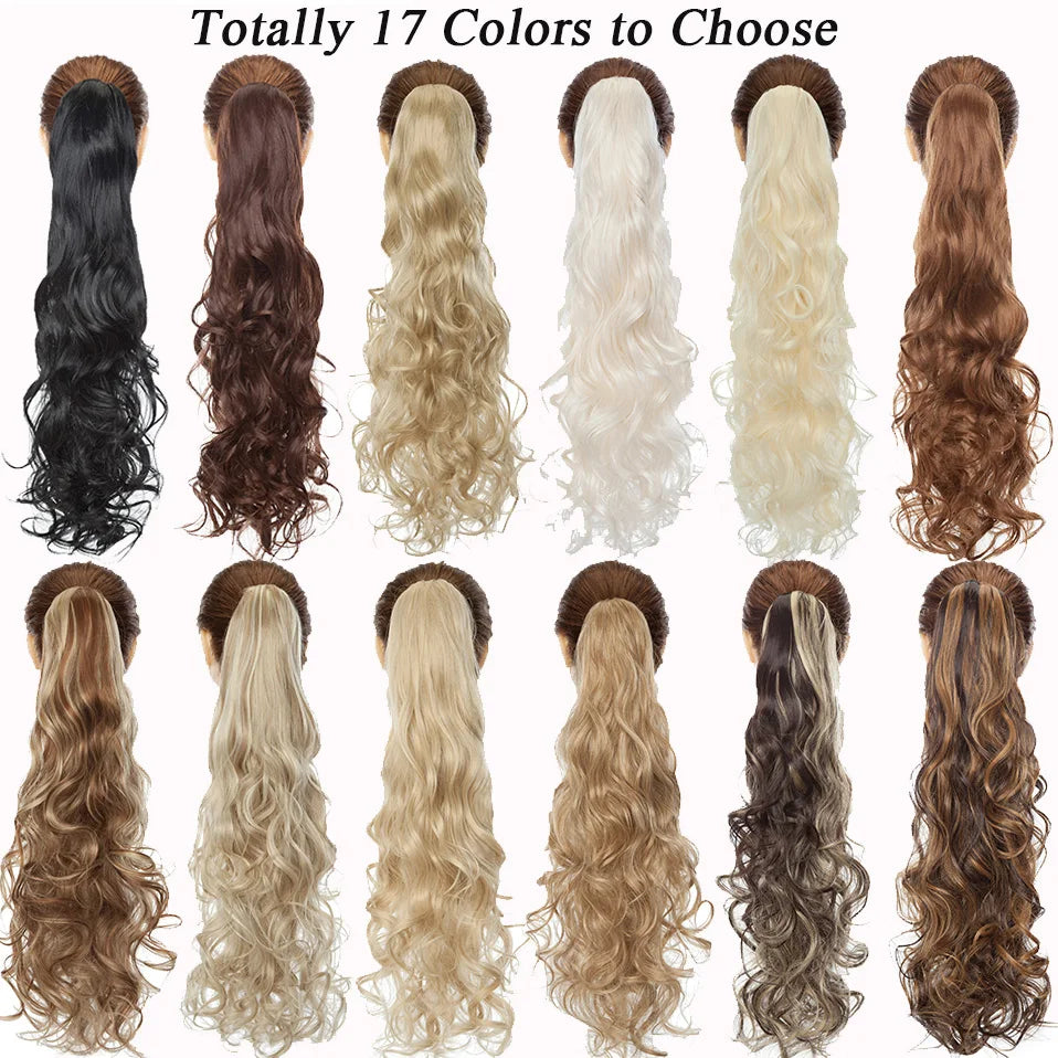 Benehair Synthetic 24inch Long Wavy Claw On Ponytail