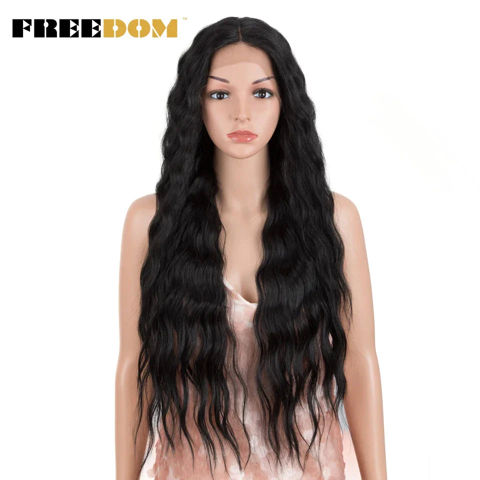 FREEDOM Synthetic Lace Wig Long Deep Wavy Ombre