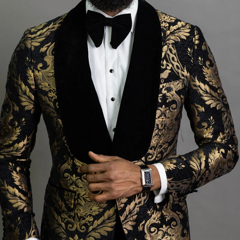 Floral Jacquard Blazer for Men Prom African Fashion