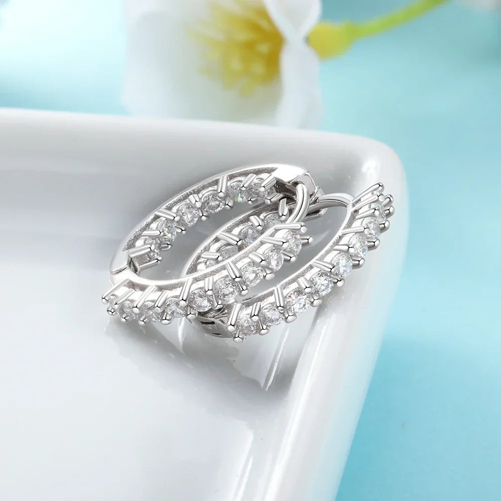 Trendy 925 Sterling Silver Hoop Earrings for Women