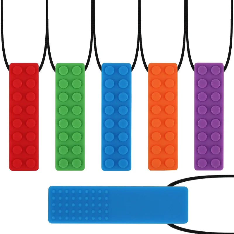 5PCS Brick Silicone Teether Baby Teething Toys Sensory