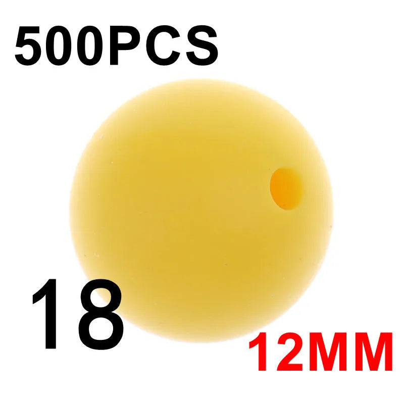 Fkisbox 500pcs 12mm Silicone Round Loose Beads Baby