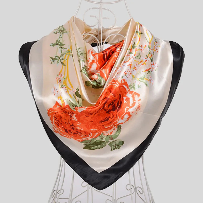 Spring And Autumn Female Satin Scarf,Big Square Scarves