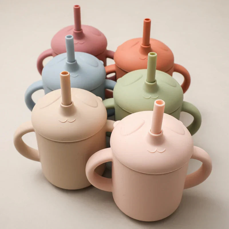 Baby Straw Cup 1Set Cartoon Panda Food Grade