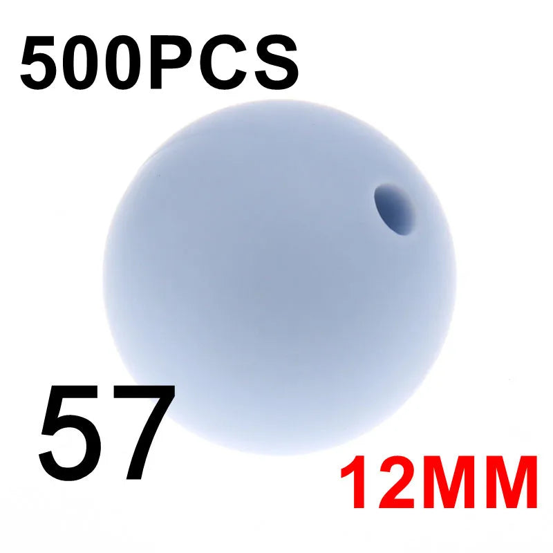 Fkisbox 500pcs 12mm Silicone Round Loose Beads Baby