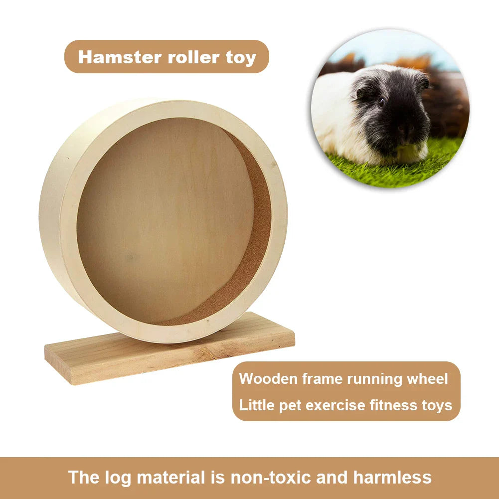 Natural Wood Silent Running Toy Hamster Roller Wheel