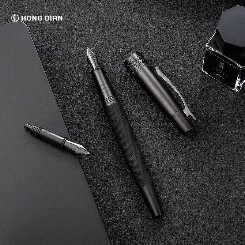 LT Hongdian 6013 Black Metal Fountain Pen Titanium