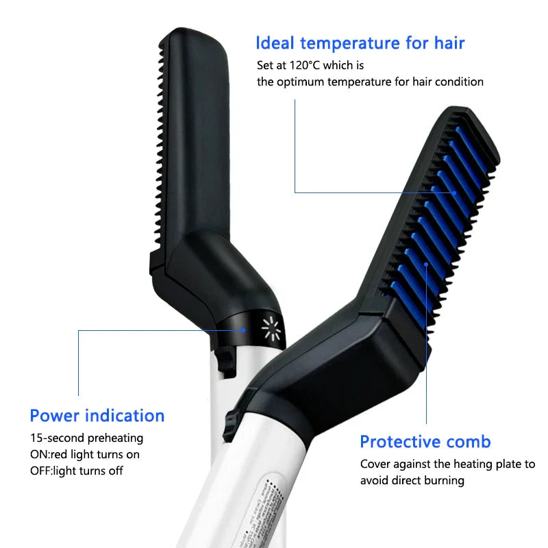Electric Hair Comb Brush Beard Straightener Multifunctional Quick