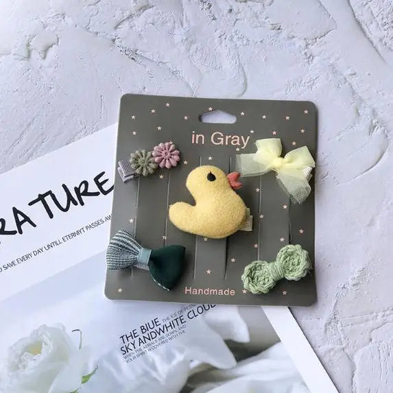 New cute bear girls hair bows 5pcs children