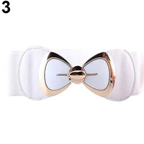HOT SALES!!!New Arrival Women Bowknot Buckle Metallic Faux Leather Waistband Elastic Croset Waist Belt Wholesale Dropshipping