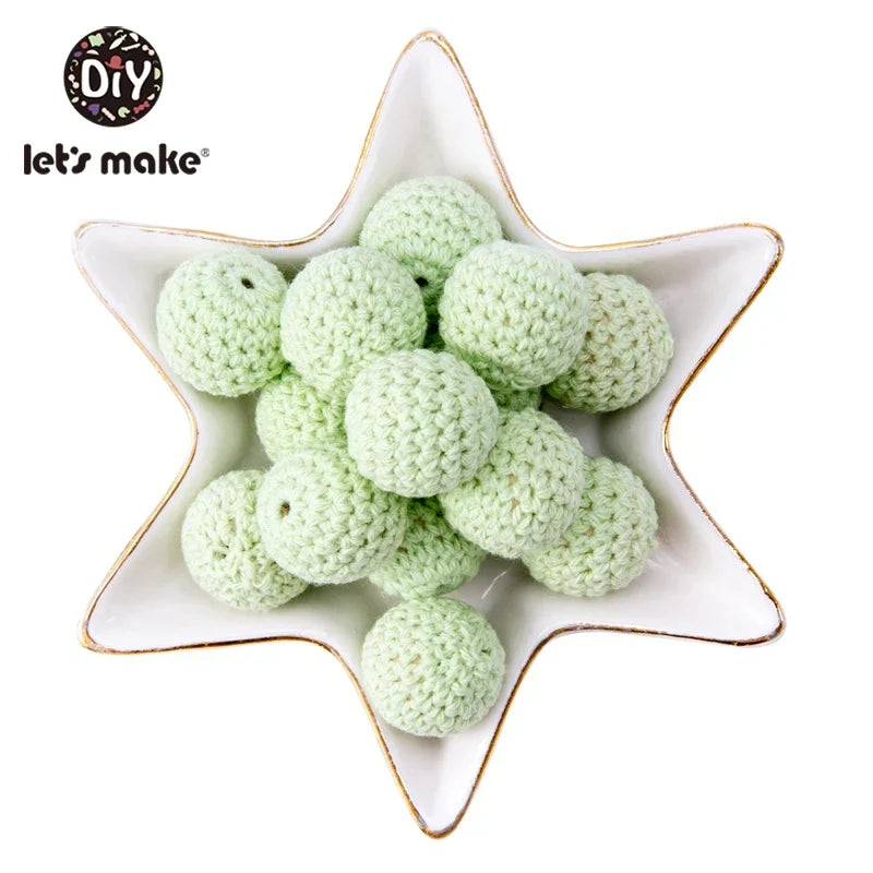 Let's Make 100Pcs Crochet Beaded Wood Teether 16mm