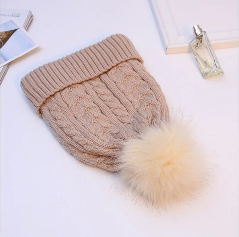 Women Winter Bonnet Soft Thick Beanies Fleece Lined