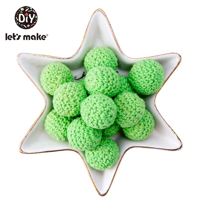 Let's Make 100Pcs Crochet Beaded Wood Teether 16mm