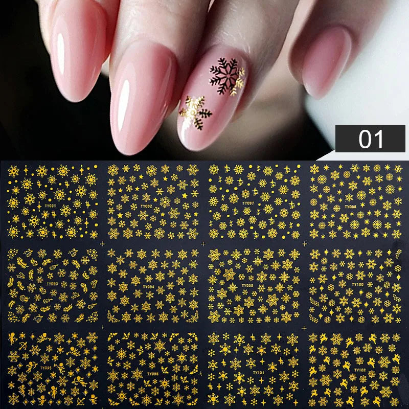 12 Designs Nail Stickers Set Mixed Floral Geometric