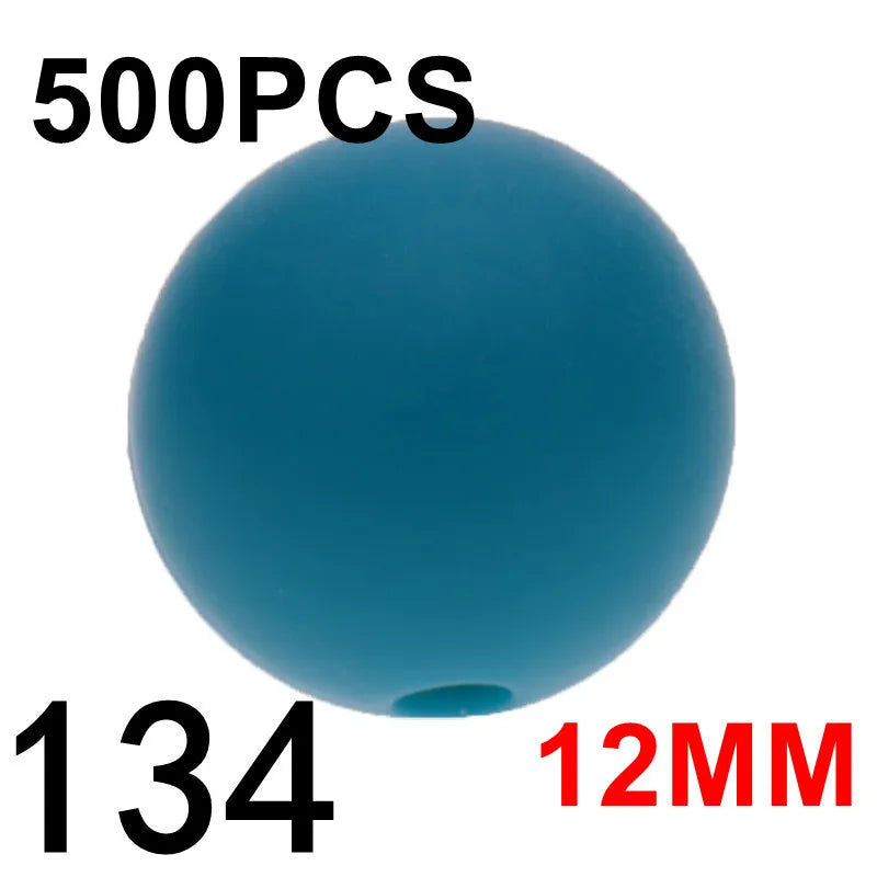 Fkisbox 500pcs 12mm Silicone Round Loose Beads Baby