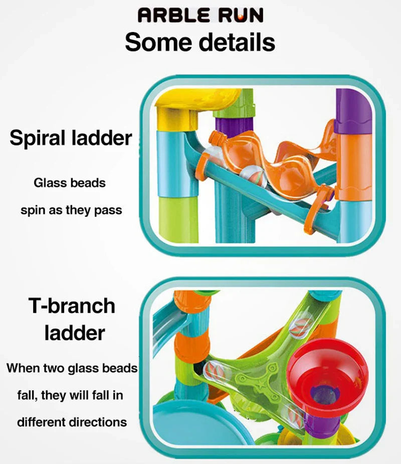 DIY Construction Marble Run Race Track Building Blocks