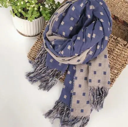 Japanese Design Winter Cotton Warm Women Scarf Double-sided