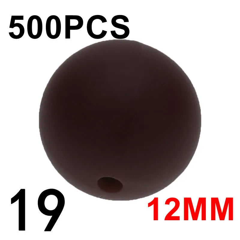 Fkisbox 500pcs 12mm Silicone Round Loose Beads Baby