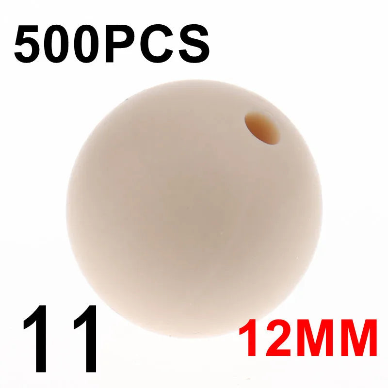 Fkisbox 500pcs 12mm Silicone Round Loose Beads Baby
