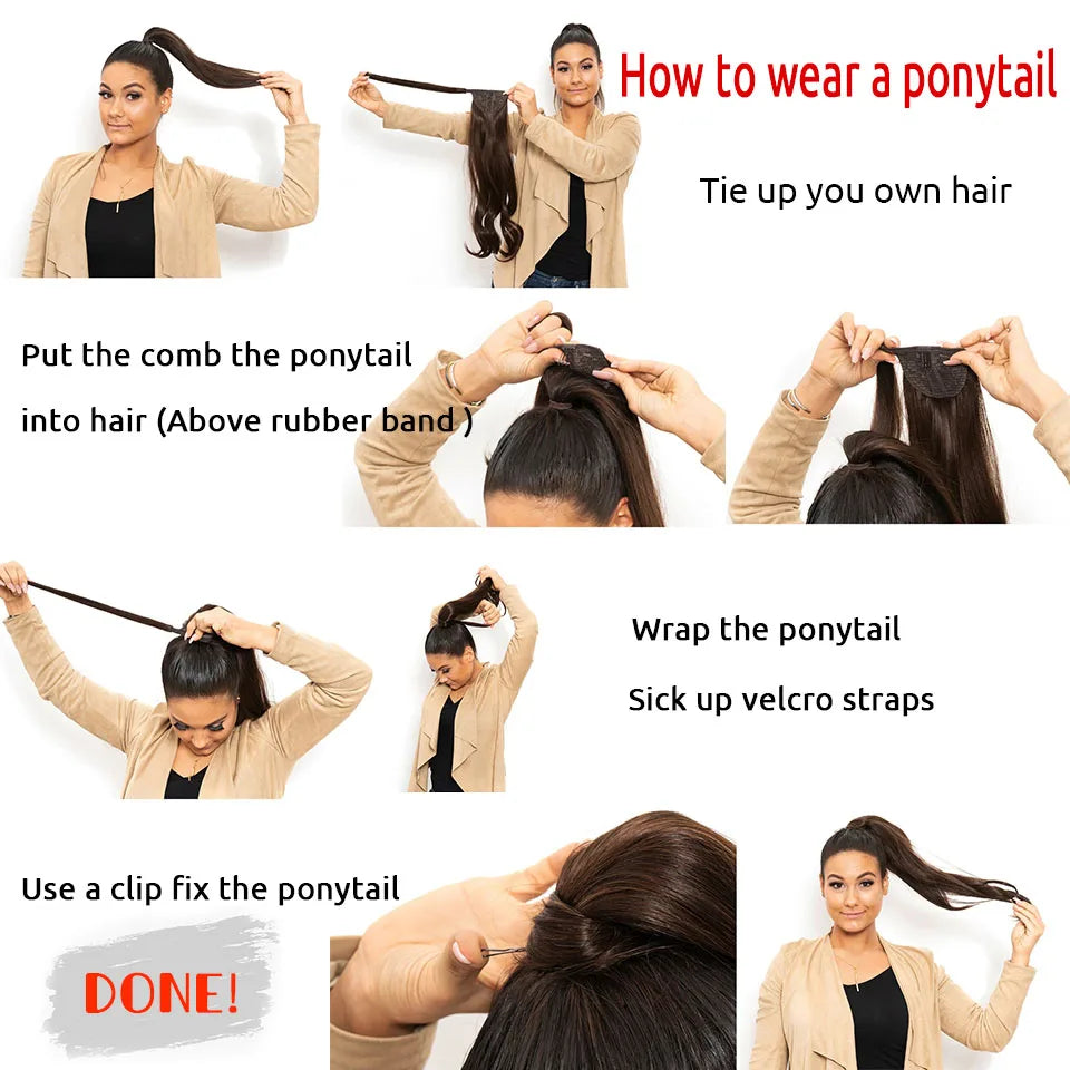 HANNE Yaki Straight Ponytail Hair Extensions For Black