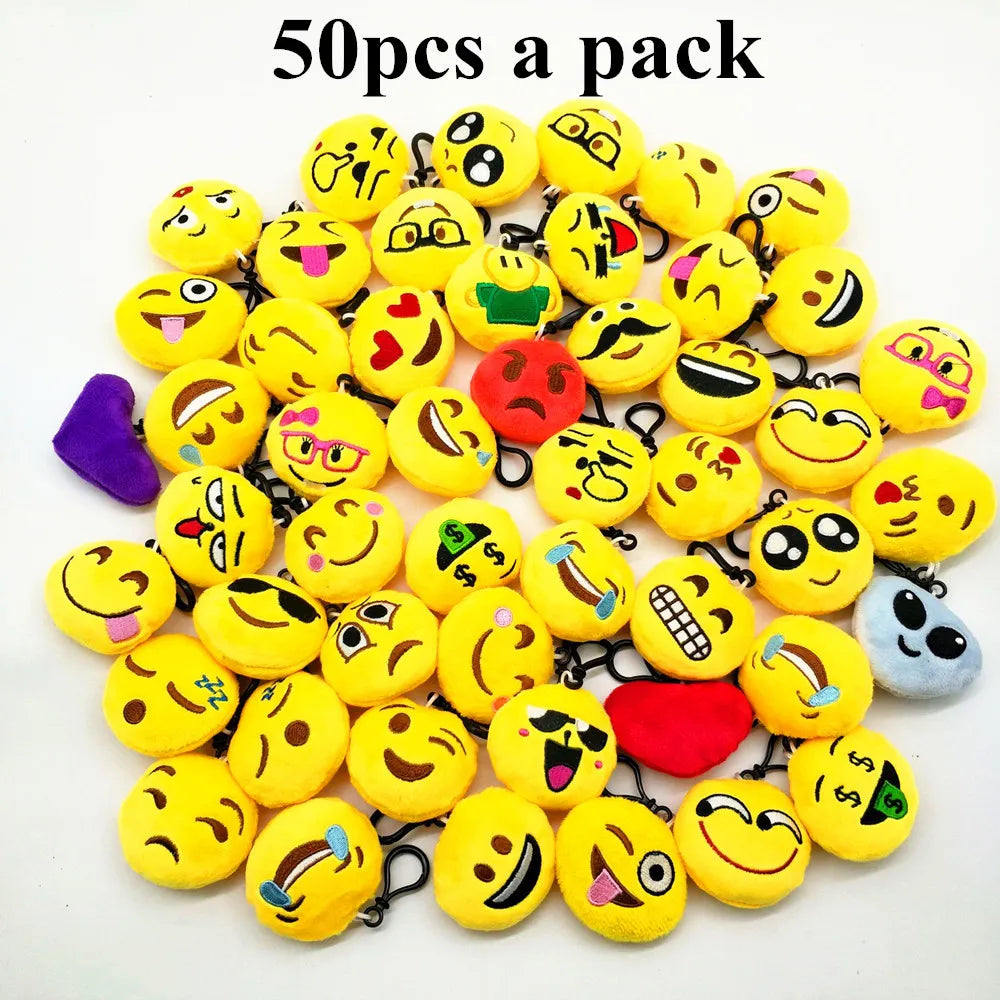 Random 30PCS/pack Funny expression Keychain Creative Cartoon Plush