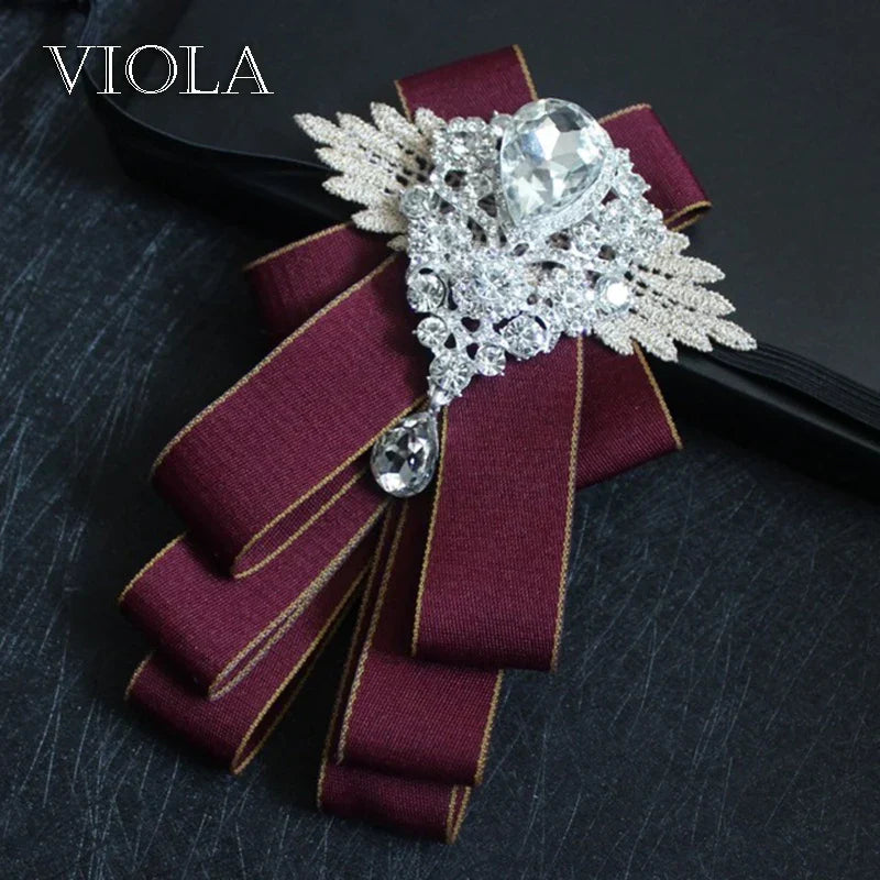 Elegant Gorgeous Diamond Ribbon Bowtie Men Wedding Suit