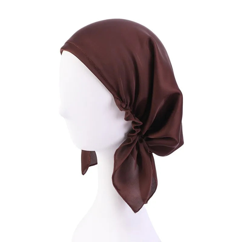 Muslim Women satin Turban Nightcap Hat Headscarves Cancer