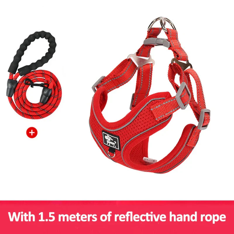 Reflective Vest Harness Leash Adjustable Mesh Vest Dog