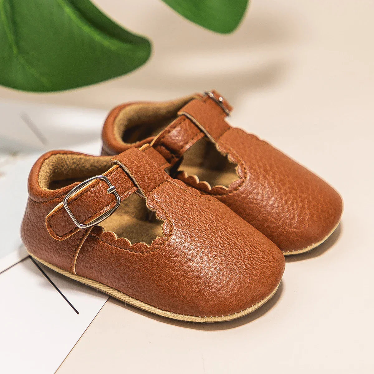 KIDSUN Newborn Baby Shoes Stripe PU Leather Boy