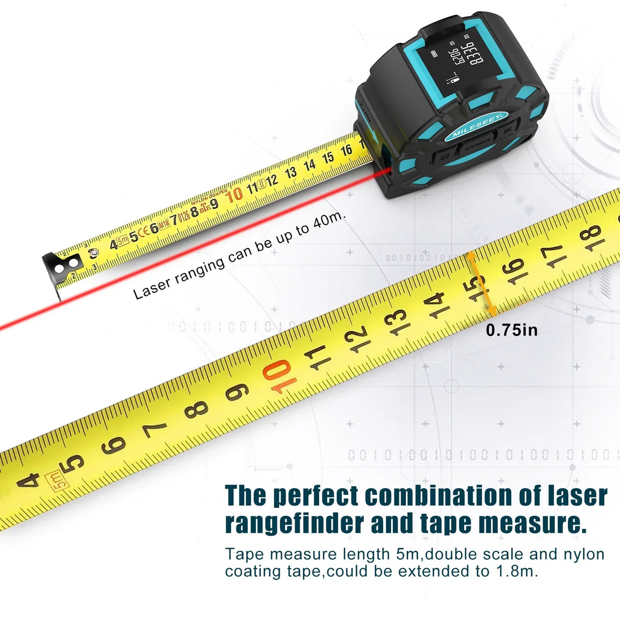Mileseey DT11 Laser Tape Measure,40M 2-In-1 Digital Laser