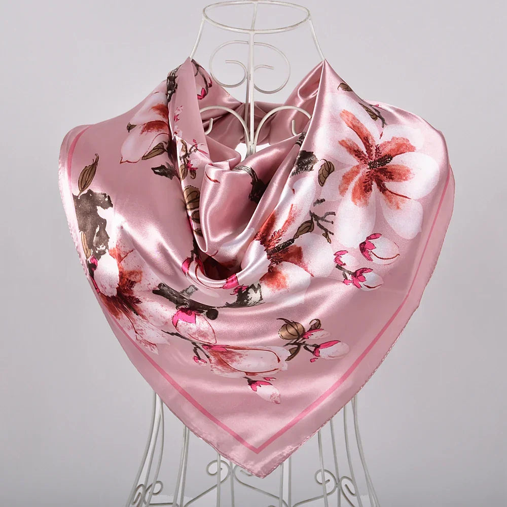 Spring And Autumn Female Satin Scarf,Big Square Scarves