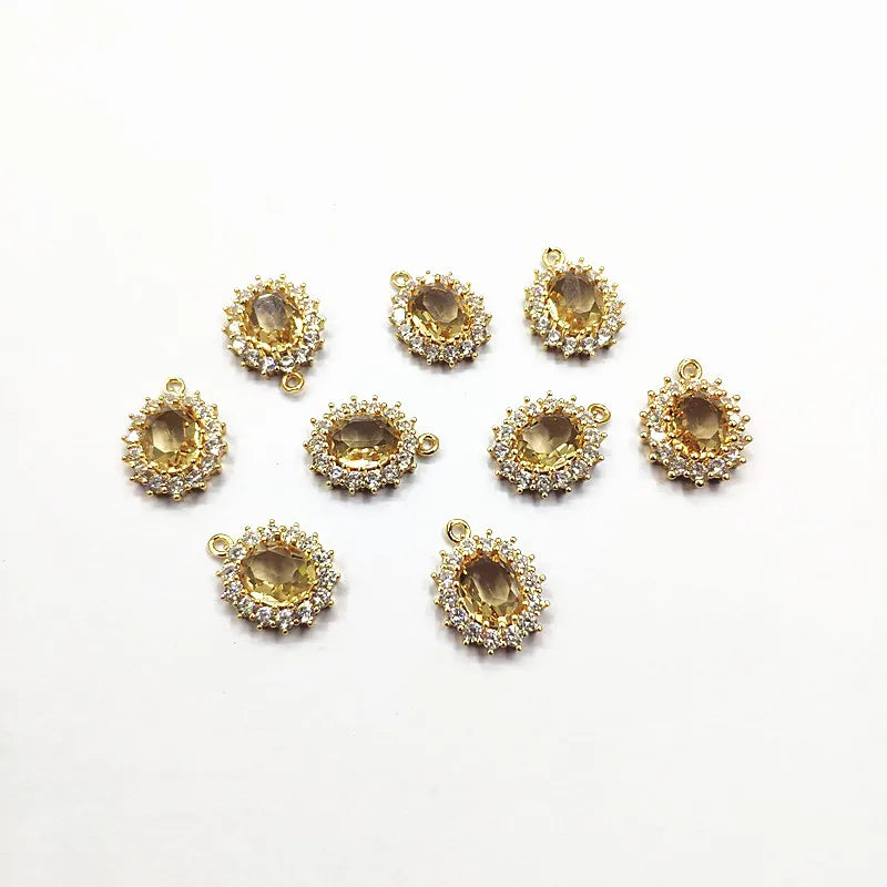 19x16mm 30pcs Cubic Zirconia Oval CharmConnectors