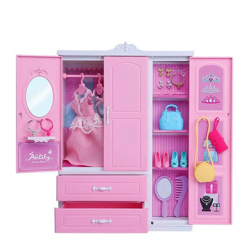 Barbies Dollhouse Furniture 31 Items/Set=1 Wardrobe + 30