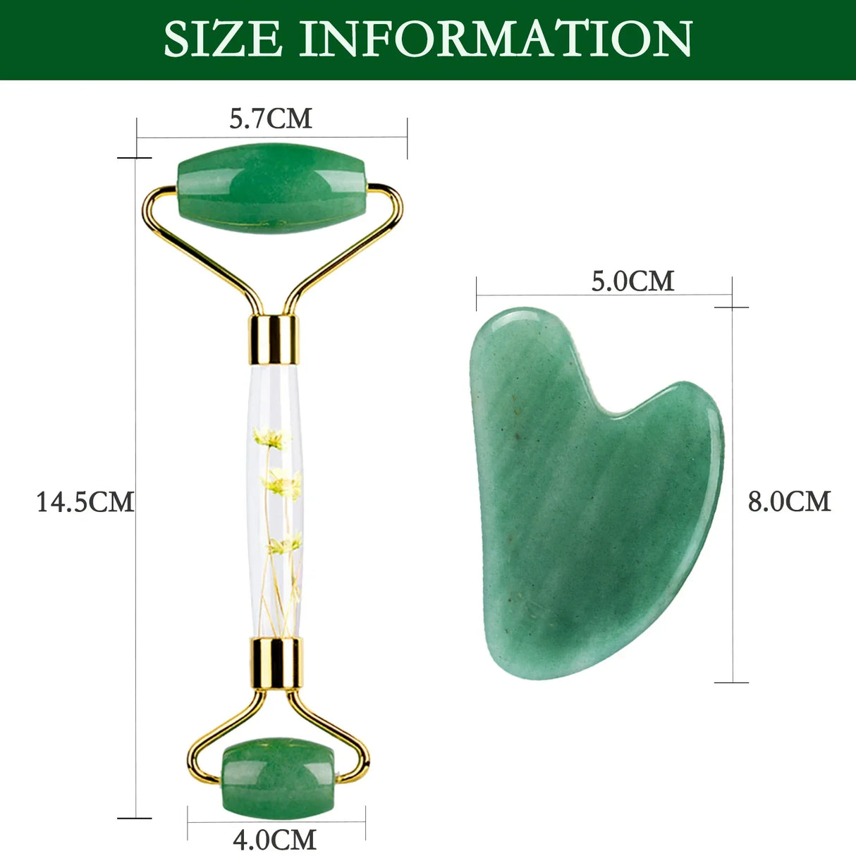 Natural Green Jade Roller Gua Sha Set Facial