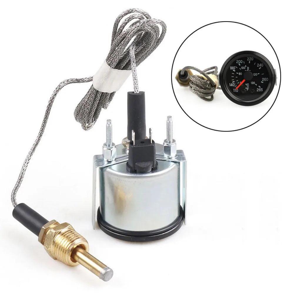 Pointer Mechanical Water Temp Car Gauge 2"52mm 40~130 Celsius Centigrade /130~265 Fahrenheit Temperature Instrument