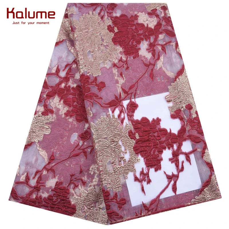 African Tulle Lace Fabric 2024 Satin Nigerian Brocade