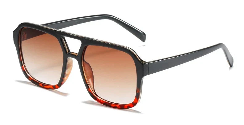 Trendy Pilot Sunglasses Women Vintage Oversized Double Bridge