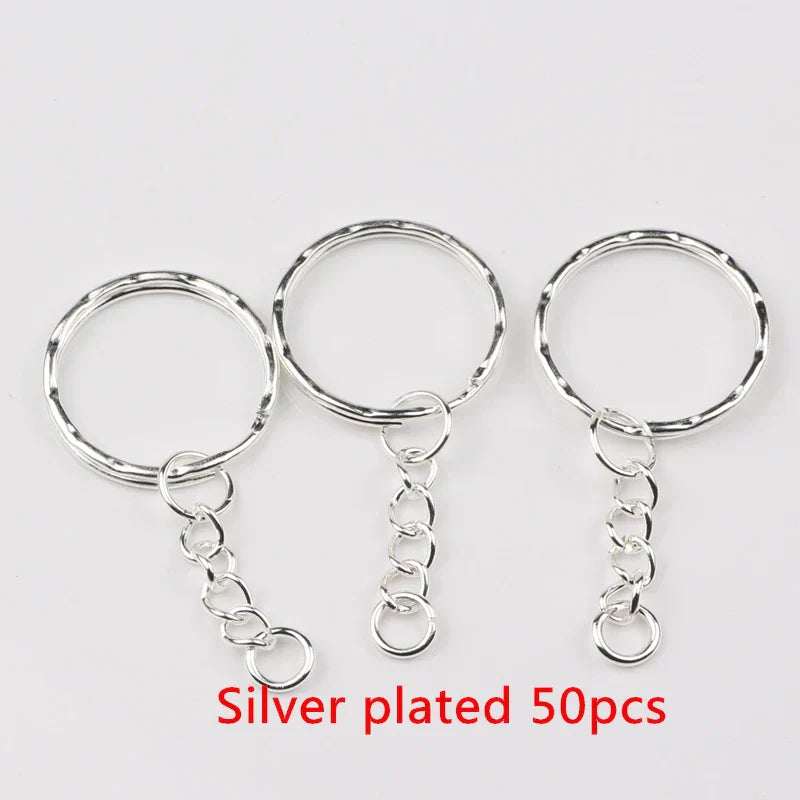 50Pcslot 1.3x25mm Gold Color Plated Key Ring with