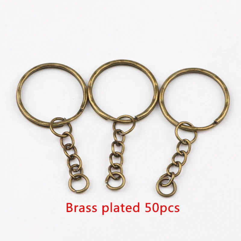 50Pcslot 1.3x25mm Gold Color Plated Key Ring with