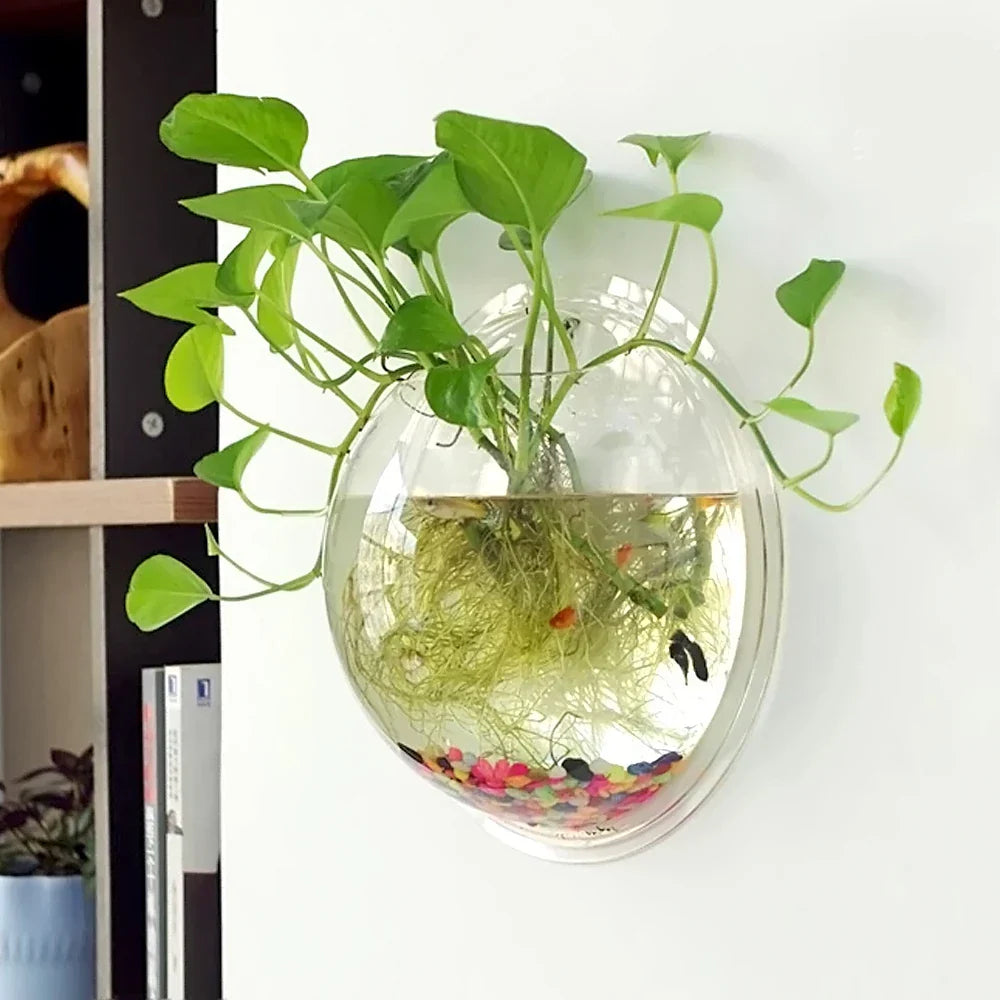 Behogar Dia 23cm/29.5cm Acrylic Fish Bowl Wall Mount