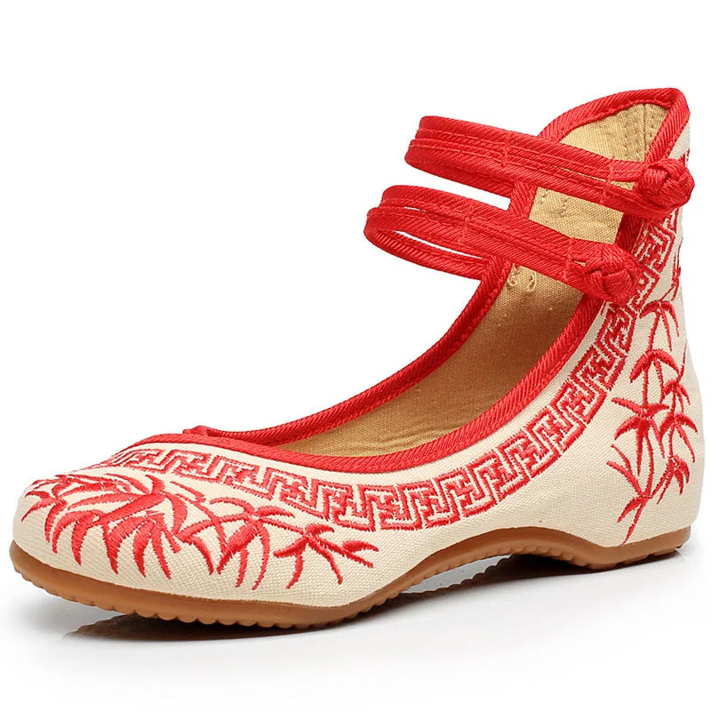 Lady models bamboo literati ink Chinese style blue and white porcelain series embroidered cloth shoes women's shoes WSH2296