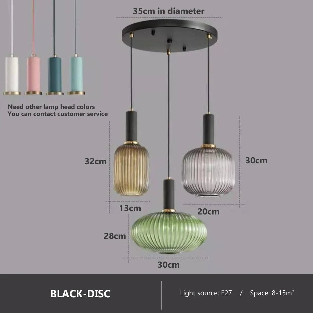 Retro restaurant colorfull glass pendant lights Creative living