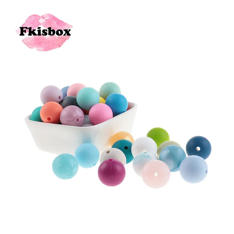 Fkisbox 500pcs 12mm Silicone Round Loose Beads Baby