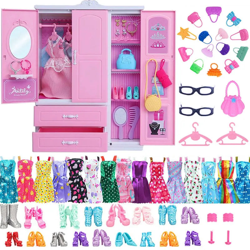 Barbies Dollhouse Furniture 31 Items/Set=1 Wardrobe + 30